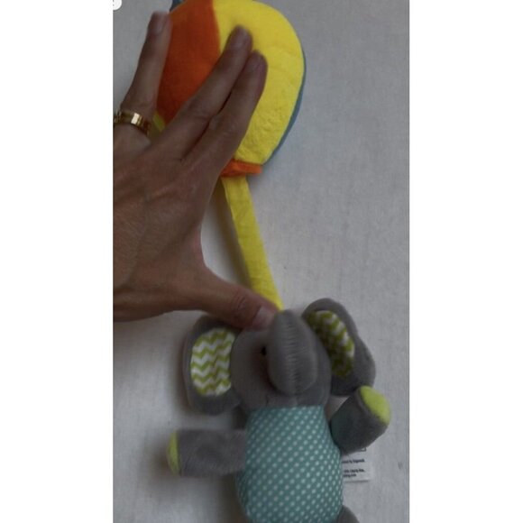 Playtex Baby Toy Pull Down Wiggler Elephant Textured Vibrates Plush Crib Trolley - Picture 8 of 9